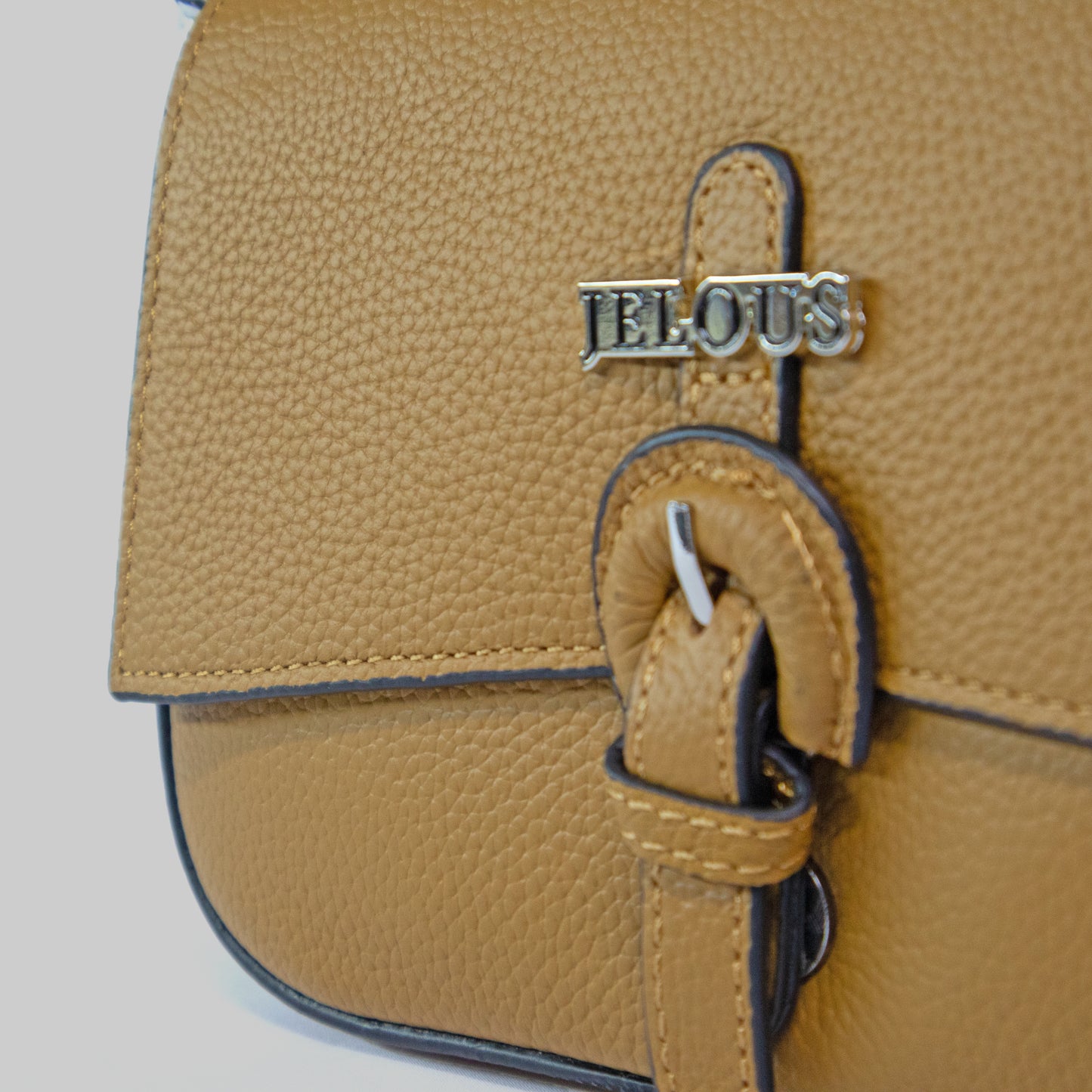 JELOUS bronze Arden cowhide leather shoulder bag with two detachable straps, inner pocket, zipper & magnetic closure