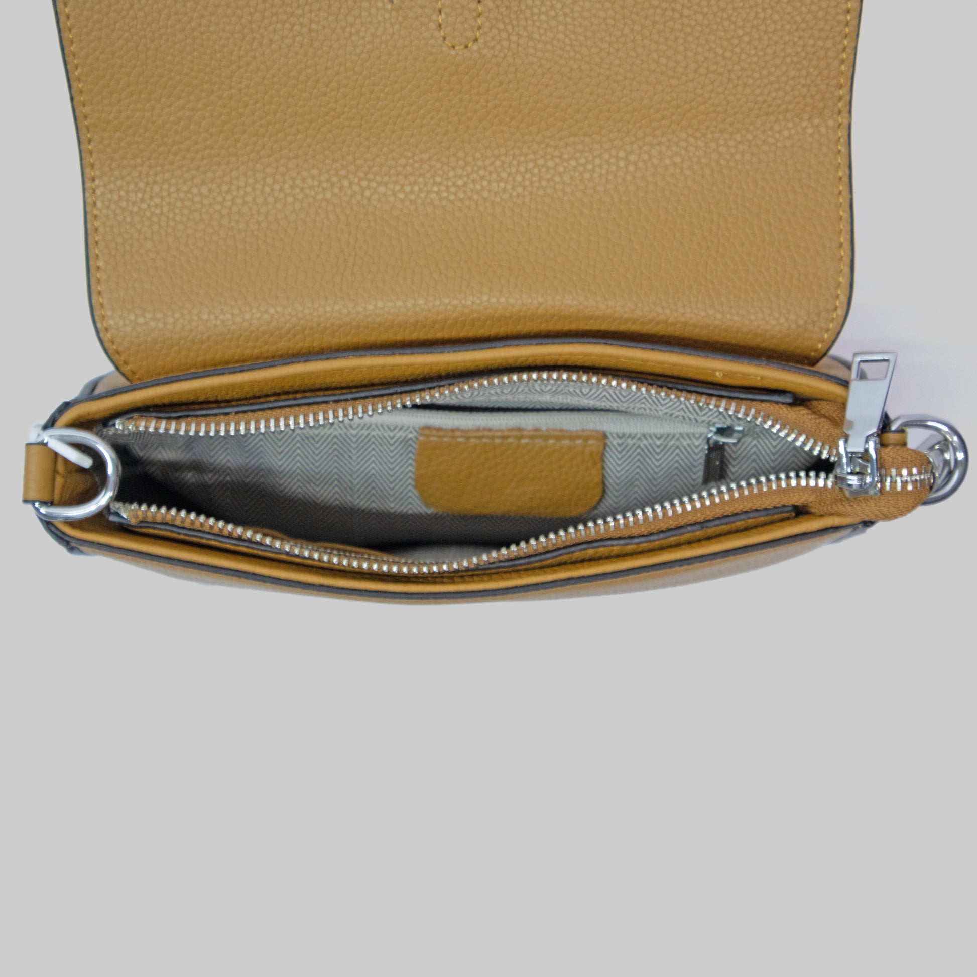 JELOUS bronze Arden cowhide leather shoulder bag with two detachable straps, inner pocket, zipper & magnetic closure