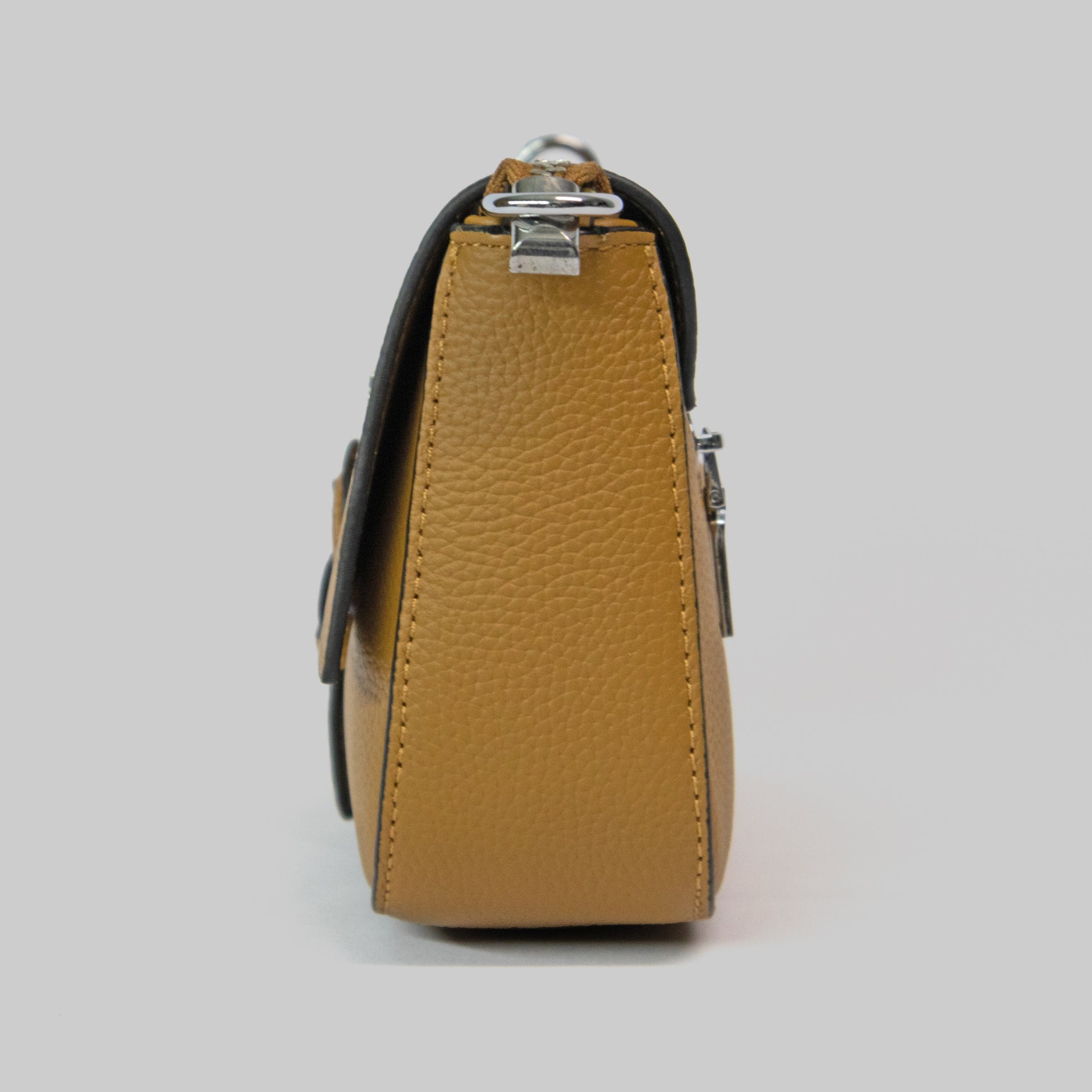 JELOUS bronze Arden cowhide leather shoulder bag with two detachable straps, inner pocket, zipper & magnetic closure