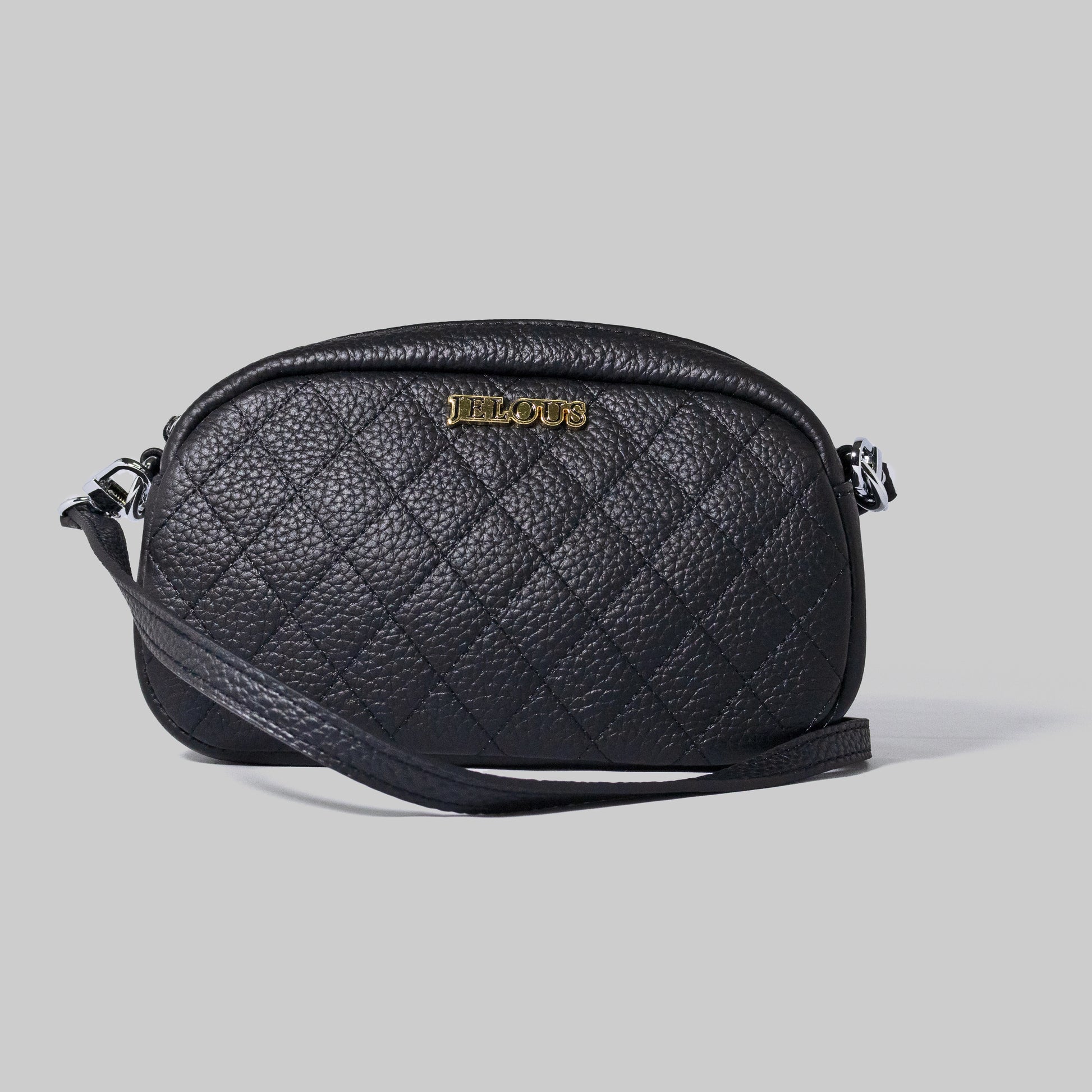 JELOUS Aurelle luxury leather shoulder bag – black quilted genuine leather with detachable strap, designer-inspired handbag for women