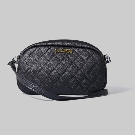 JELOUS Aurelle luxury leather shoulder bag – black quilted genuine leather with detachable strap, designer-inspired handbag for women