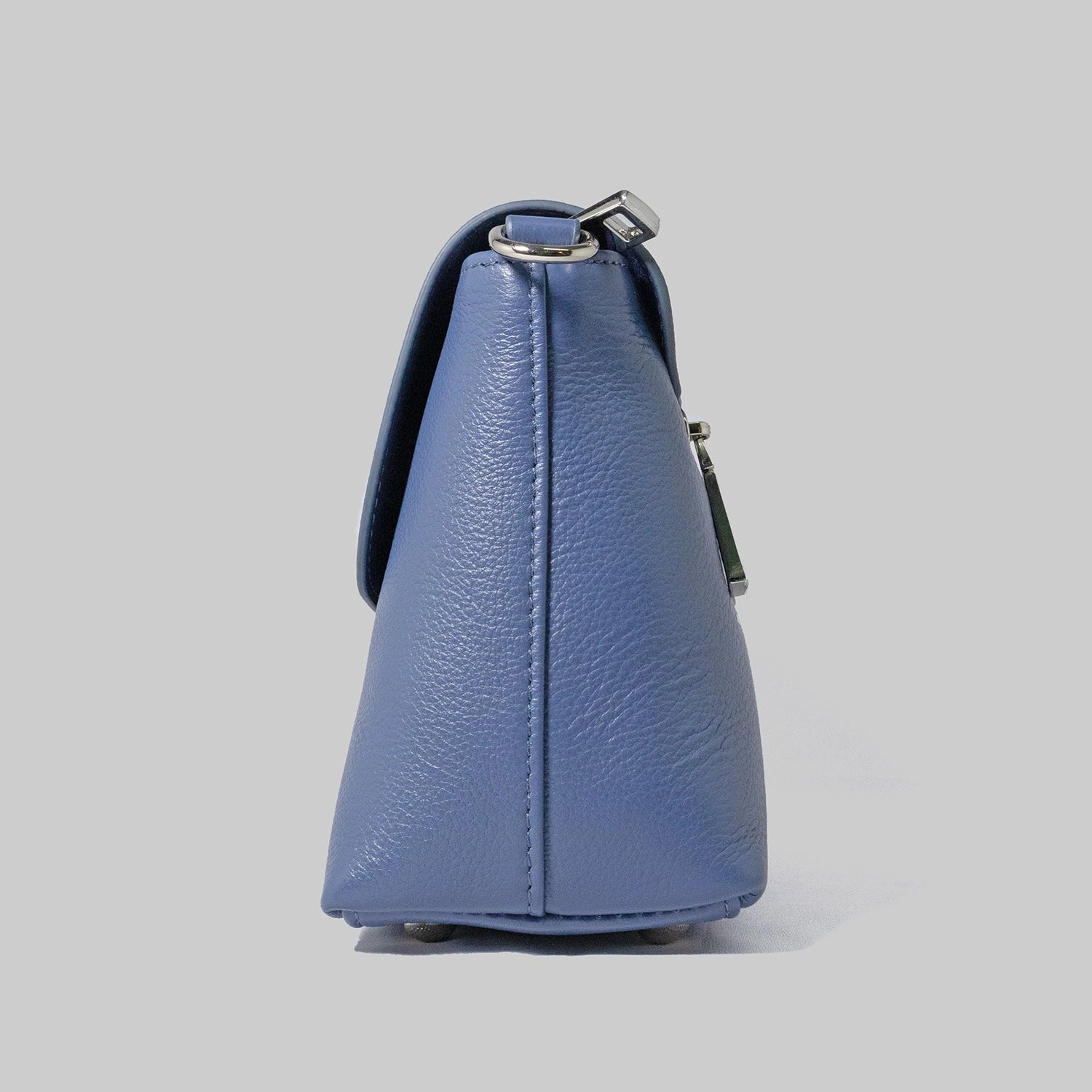 JELOUS Cortese luxury leather handbag in blue with silver turn-lock closure and detachable strap.