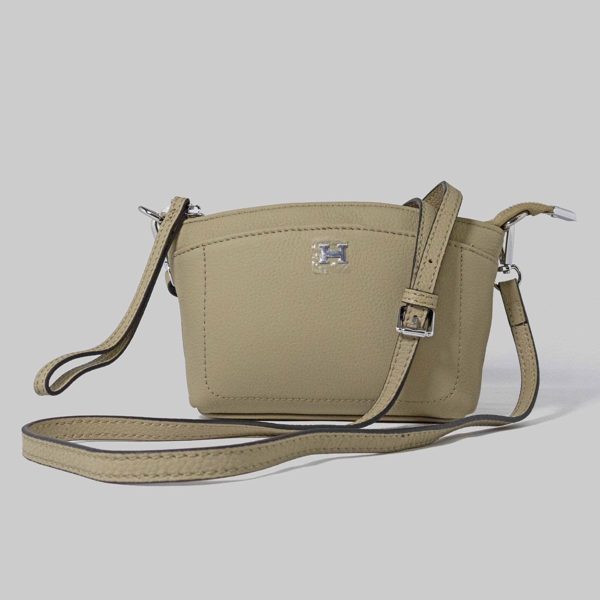JELOUS beige Élise genuine leather wristlet handbag with detachable strap