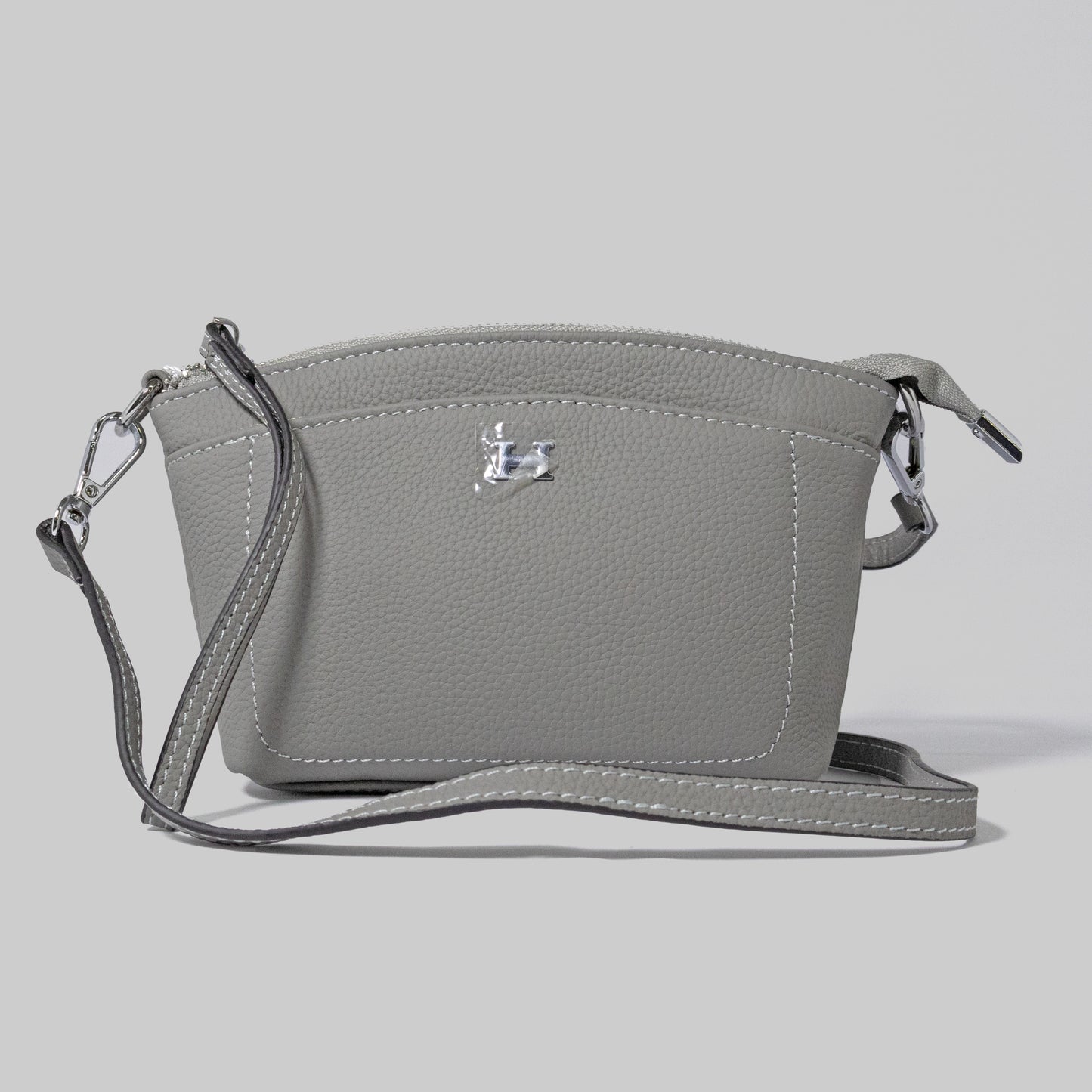 JELOUS grey Élise genuine leather wristlet handbag with detachable strap