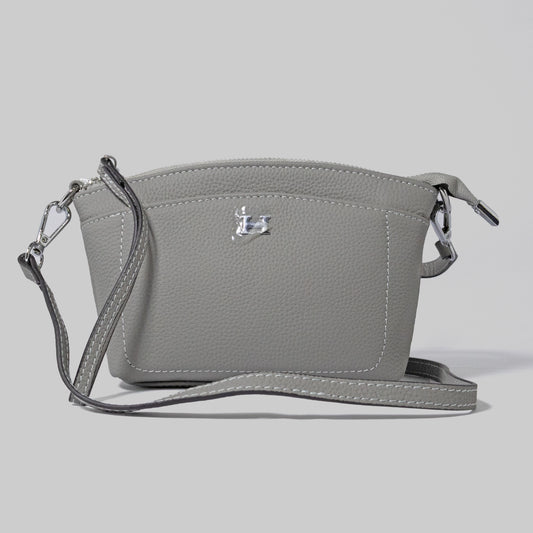 JELOUS grey Élise genuine leather wristlet handbag with detachable strap