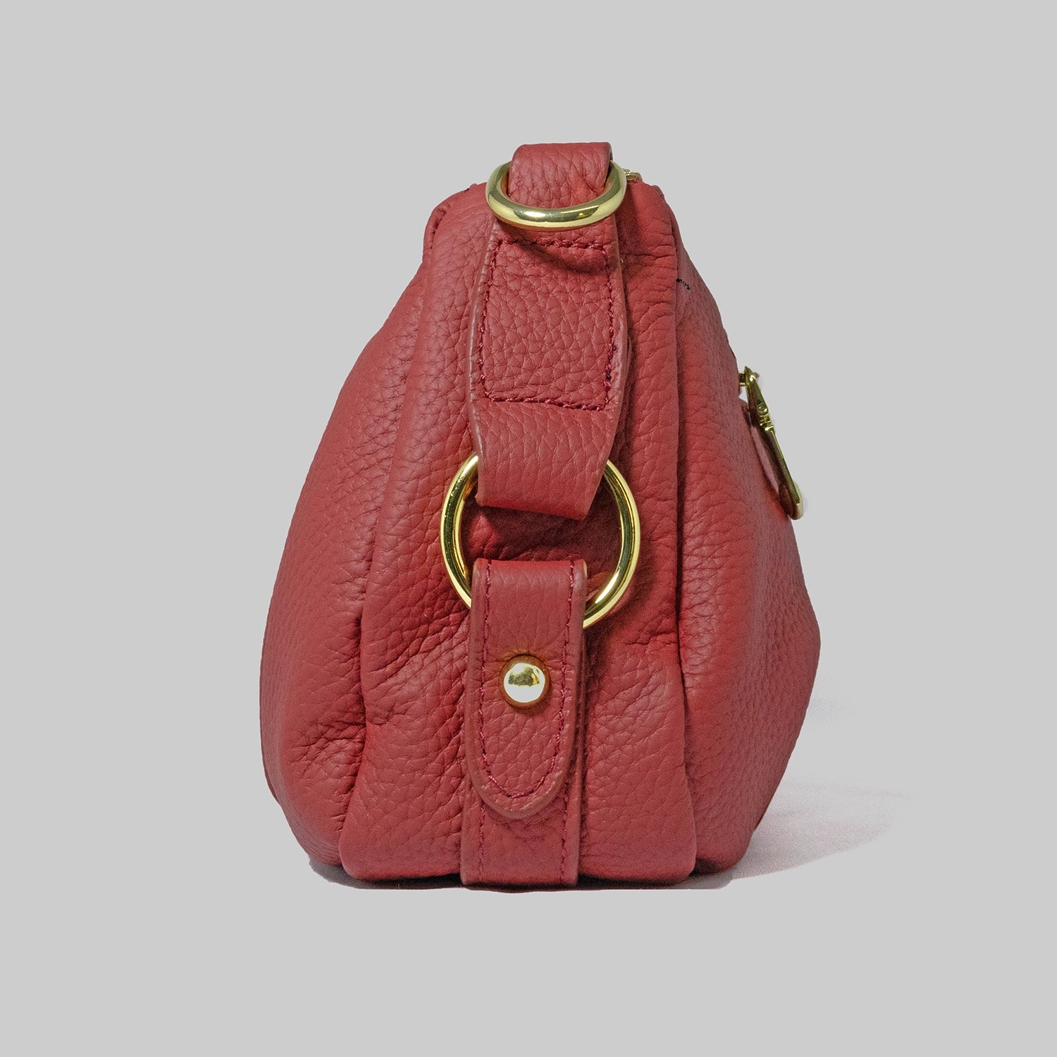 JELOUS Vittoria luxury leather shoulder bag in red with dual zipper compartments and adjustable strap – genuine cowhide handbag for women.